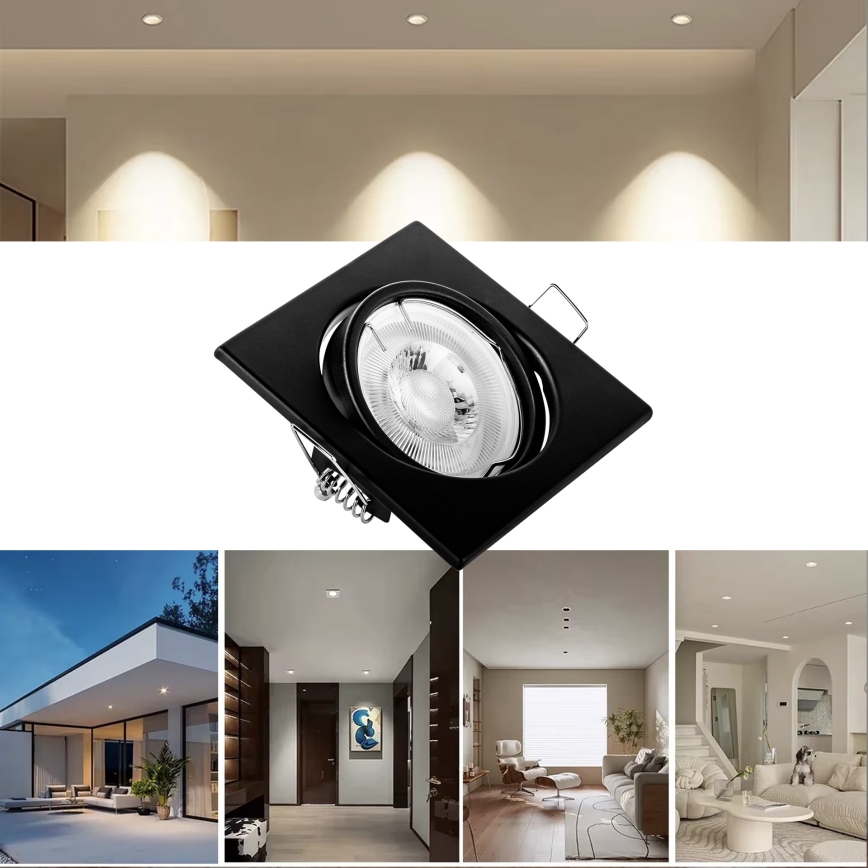 Faretto da incasso 1xGU10/MR16/10W/230V 9x9 cm nero