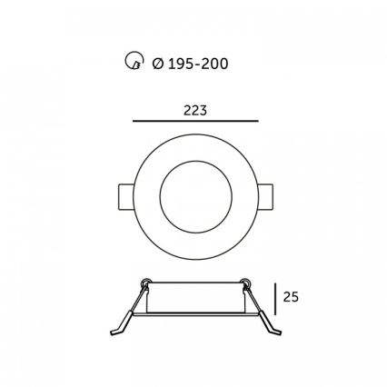 Faretto da incasso LED SIGARO, 24W/230V, 3000/4000/6500K, Ø 22 cm, bianco