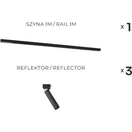 Zuma Line - Faretto da incasso nel sistema a binario 3xGU10/35W/230V nero