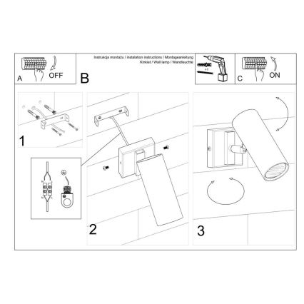 Faretto da muro DIREZIONE 1xGU10/40W/230V bianco