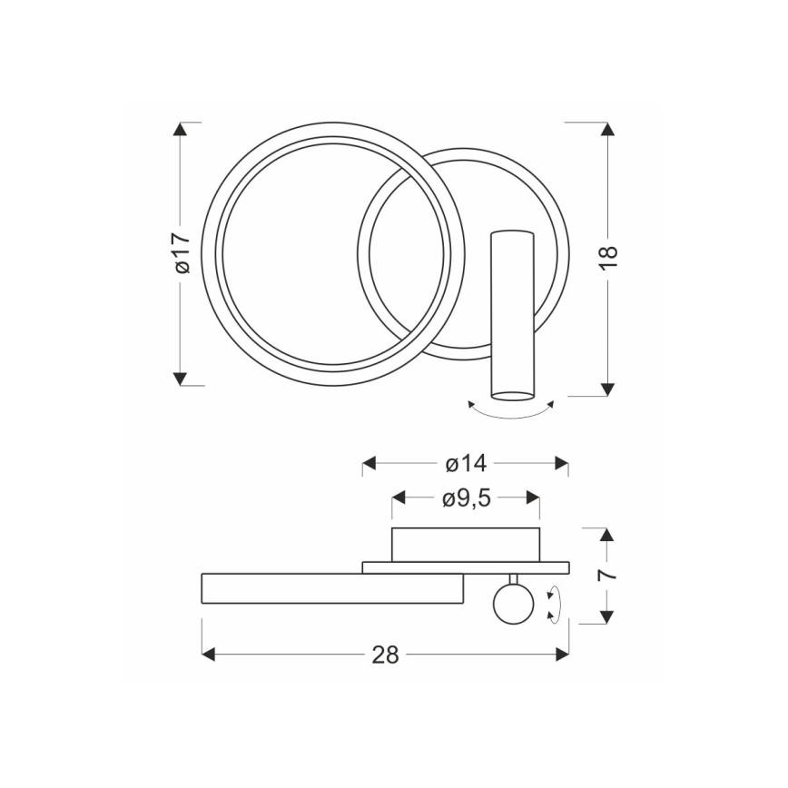 Faretto da parete a LED MONET LED/16W/230V nero