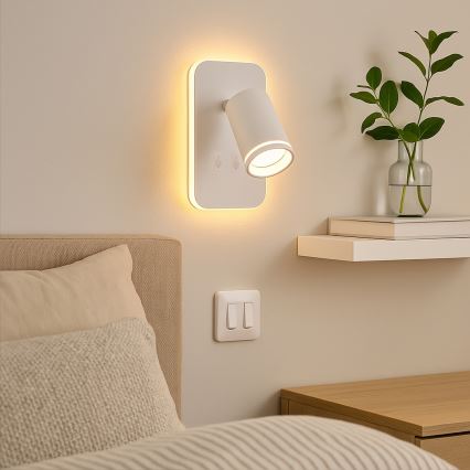 Faretto da parete a LED PIPE 1xGU10/10W/230V + LED/6W bianco