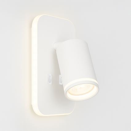 Faretto da parete a LED PIPE 1xGU10/10W/230V + LED/6W bianco