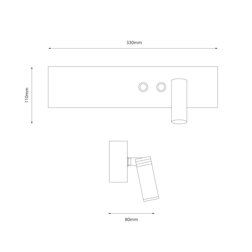 Faretto da parete a LED RESORT LED/10W/230V + LED/3W, bianco, lato destro