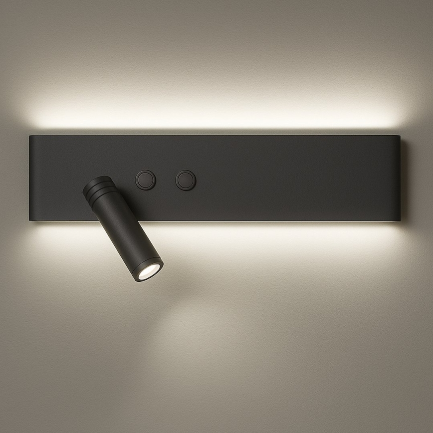 Faretto da parete a LED RESORT LED/10W/230V + LED/3W, nero, lato sinistro