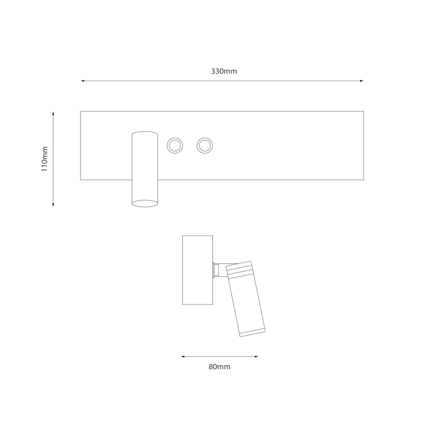 Faretto da parete a LED RESORT LED/10W/230V + LED/3W, nero, lato sinistro