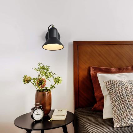 Faretto da parete ASTAMA 1xE27/40W/230V nero/ottone