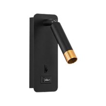 Faretto da parete con caricatore USB 1xG9/35W/230V nero/oro