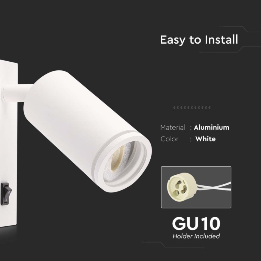 Faretto da parete con interruttore 1xGU10/35W/230V bianco