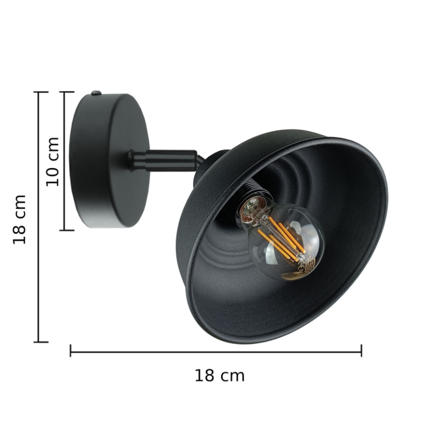 Faretto da parete FAUN 1xE27/60W/230V nero