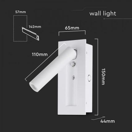 Faretto da parete LED/2W/230V 3000K bianco