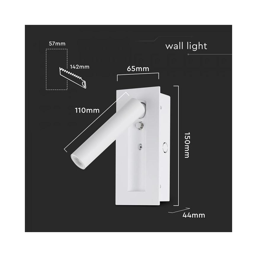 Faretto da parete LED/2W/230V 3000K bianco