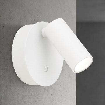 Faretto da parete LED LUXY dimmerabile, ricaricabile, a sfioramento, LED/1W/5V, 2200 mAh, 2700/3000/4000K, bianco