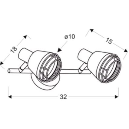 Faretto da parete NERIA 2xE14/40W/230V nero/rame