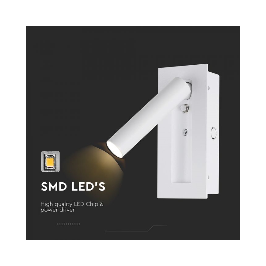 Faretto da parete orientabile LED/2W/230V 3000K bianco