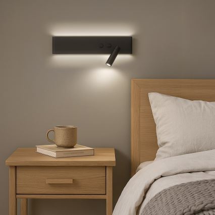 Faretto da parete orientabile LED RESORT LED/10W/230V + LED/3W, nero destro