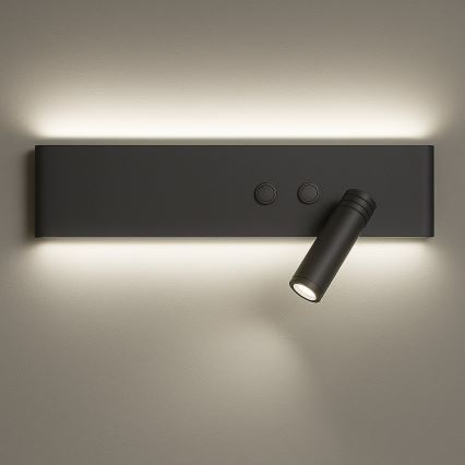 Faretto da parete orientabile LED RESORT LED/10W/230V + LED/3W, nero destro