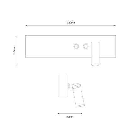 Faretto da parete orientabile LED RESORT LED/10W/230V + LED/3W, nero destro