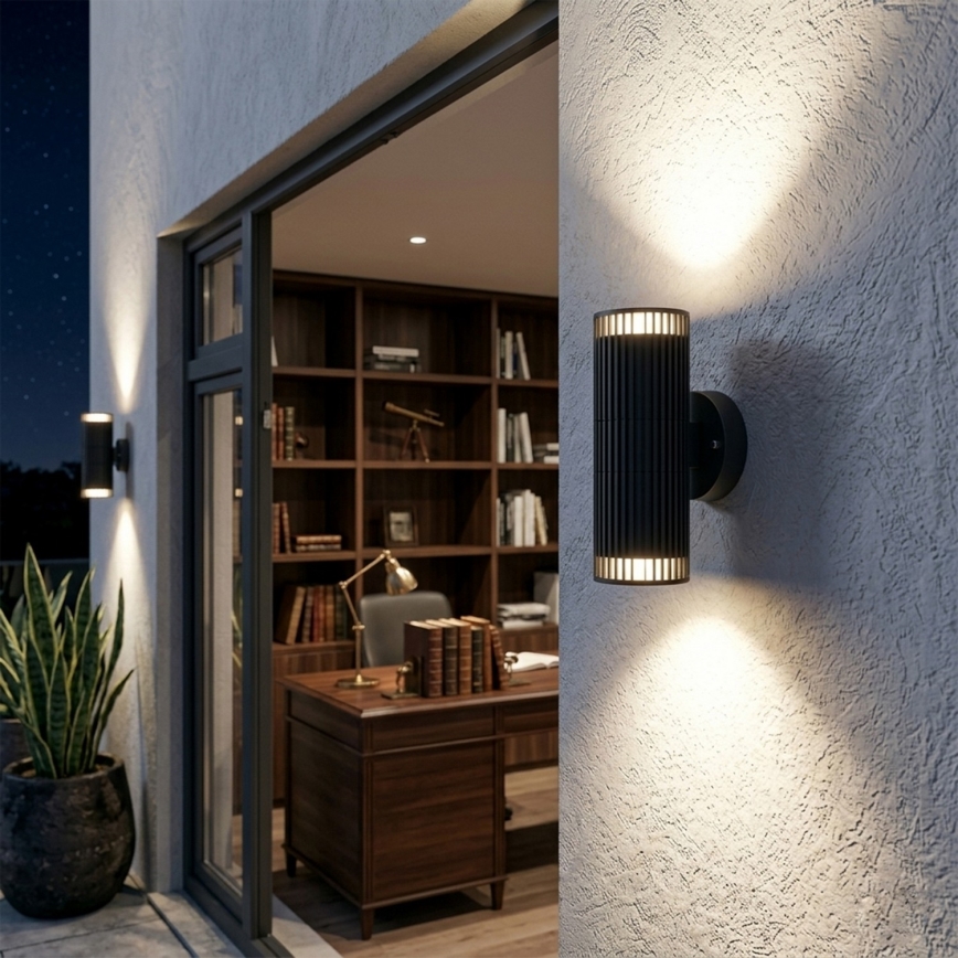 Faretto da parete per esterni LANTHEA 2xGU10/11W/230V IP44 nero