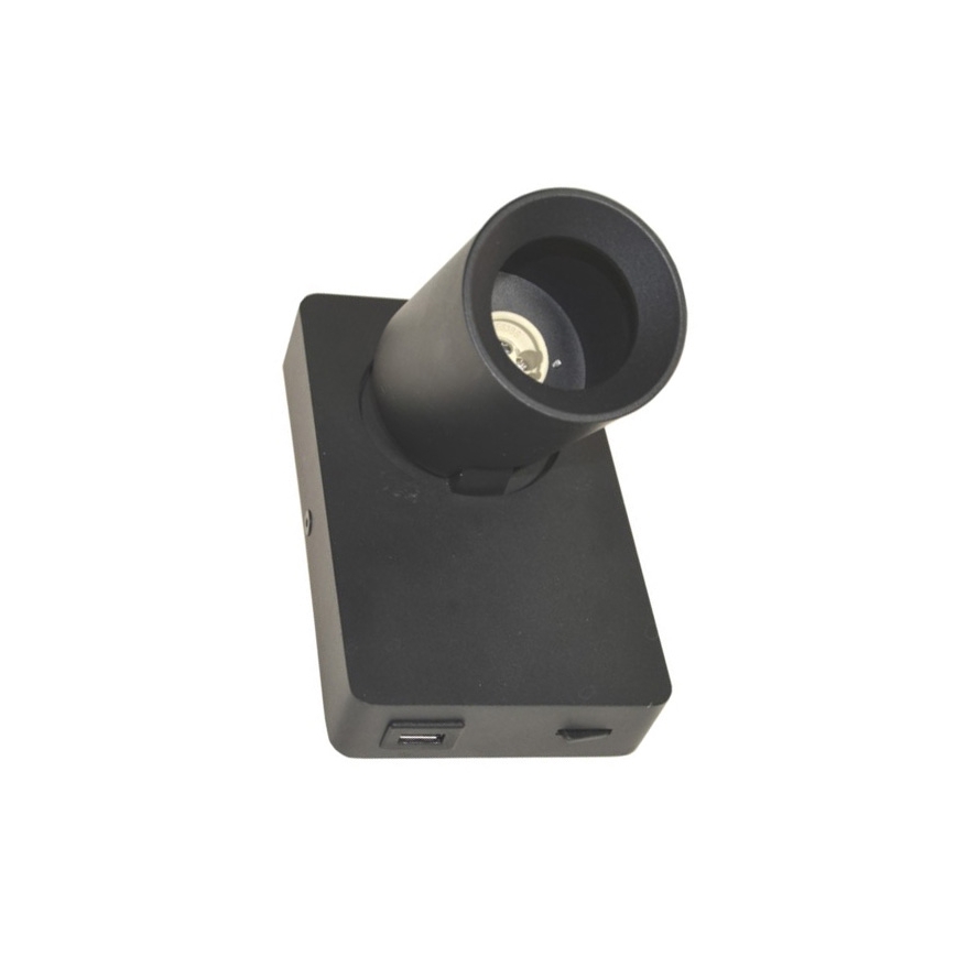 Faretto da parete TAFT 1xGU10/30W/230V USB nero