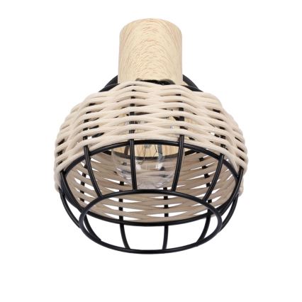 Faretto da parete TAJGA 1xE14/40W/230V rattan/nero