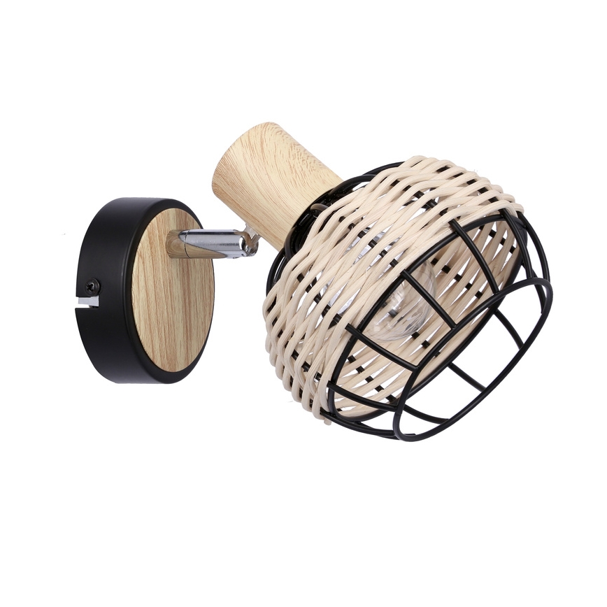 Faretto da parete TAJGA 1xE14/40W/230V rattan/nero