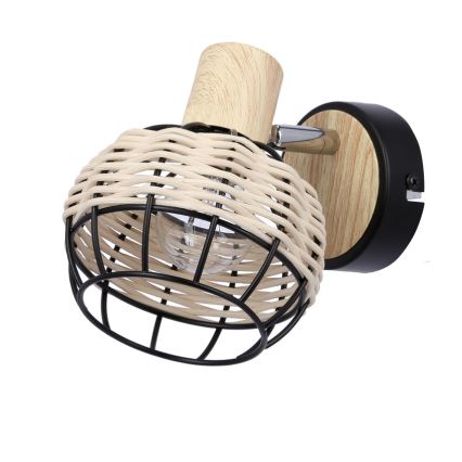 Faretto da parete TAJGA 1xE14/40W/230V rattan/nero