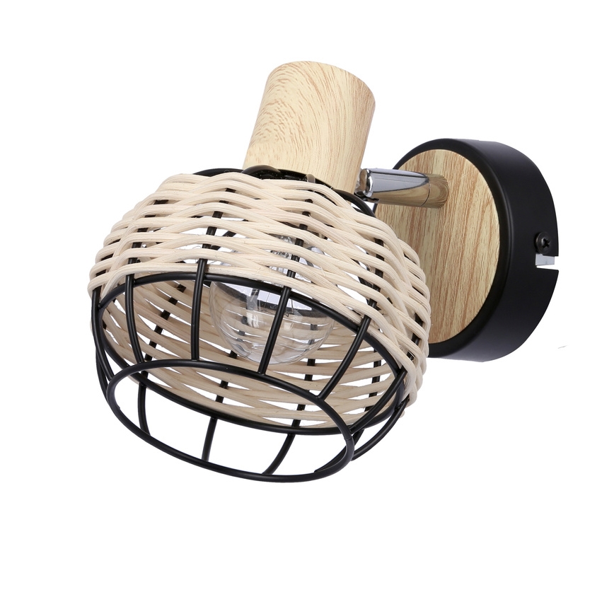 Faretto da parete TAJGA 1xE14/40W/230V rattan/nero