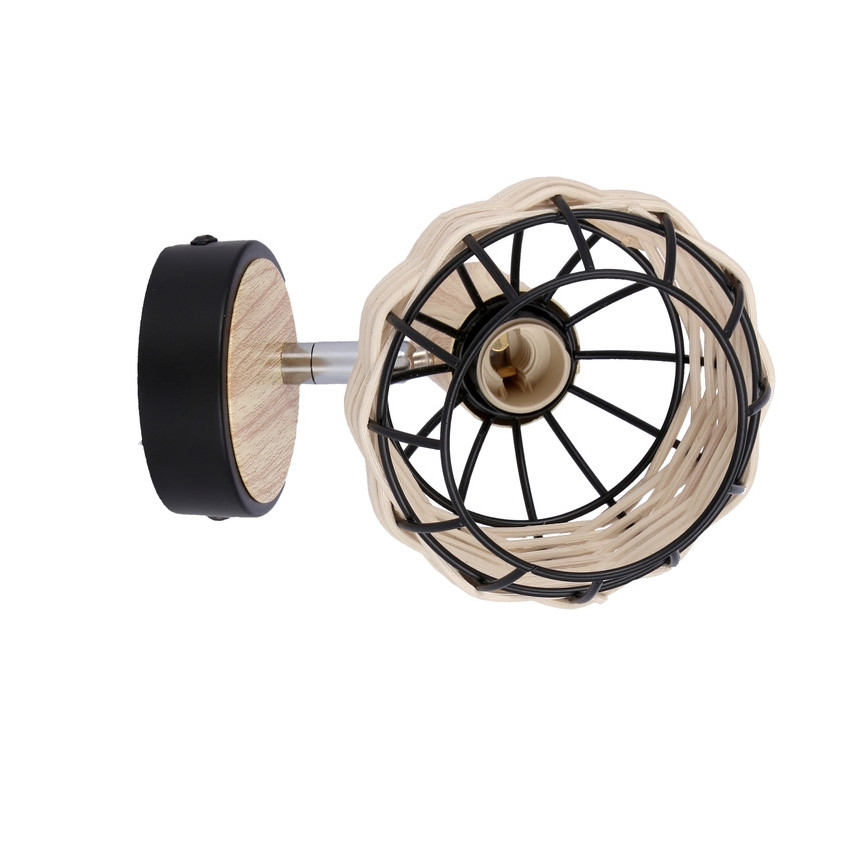Faretto da parete TAJGA 1xE14/40W/230V rattan/nero