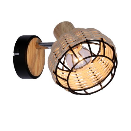 Faretto da parete TAJGA 1xE14/40W/230V rattan/nero