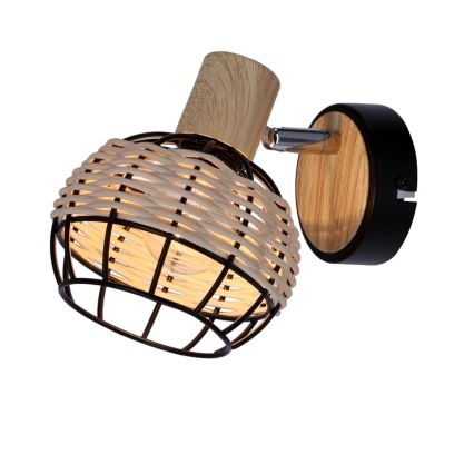 Faretto da parete TAJGA 1xE14/40W/230V rattan/nero