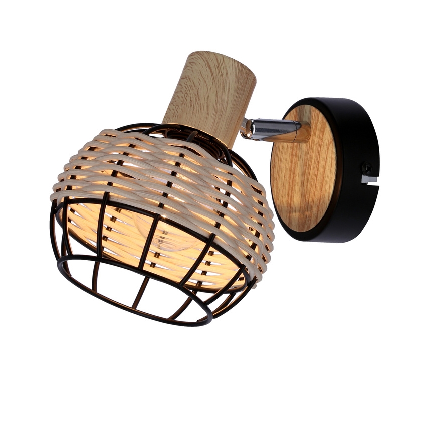 Faretto da parete TAJGA 1xE14/40W/230V rattan/nero