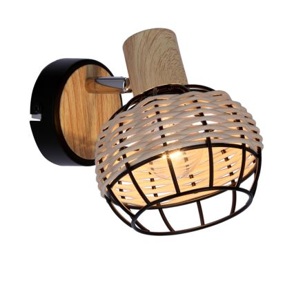 Faretto da parete TAJGA 1xE14/40W/230V rattan/nero