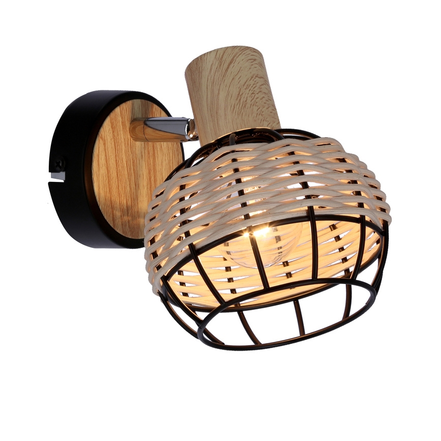 Faretto da parete TAJGA 1xE14/40W/230V rattan/nero