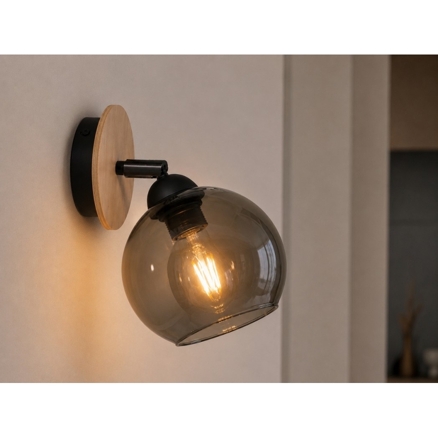 Faretto da parete UNO WOOD 1xE27/60W/230V nero/marrone