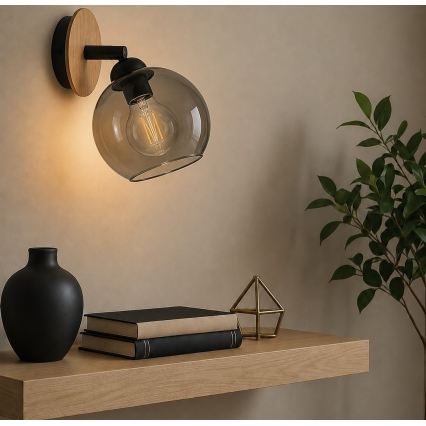 Faretto da parete UNO WOOD 1xE27/60W/230V nero/marrone