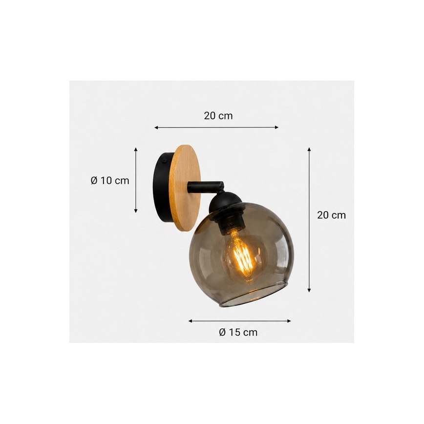 Faretto da parete UNO WOOD 1xE27/60W/230V nero/marrone
