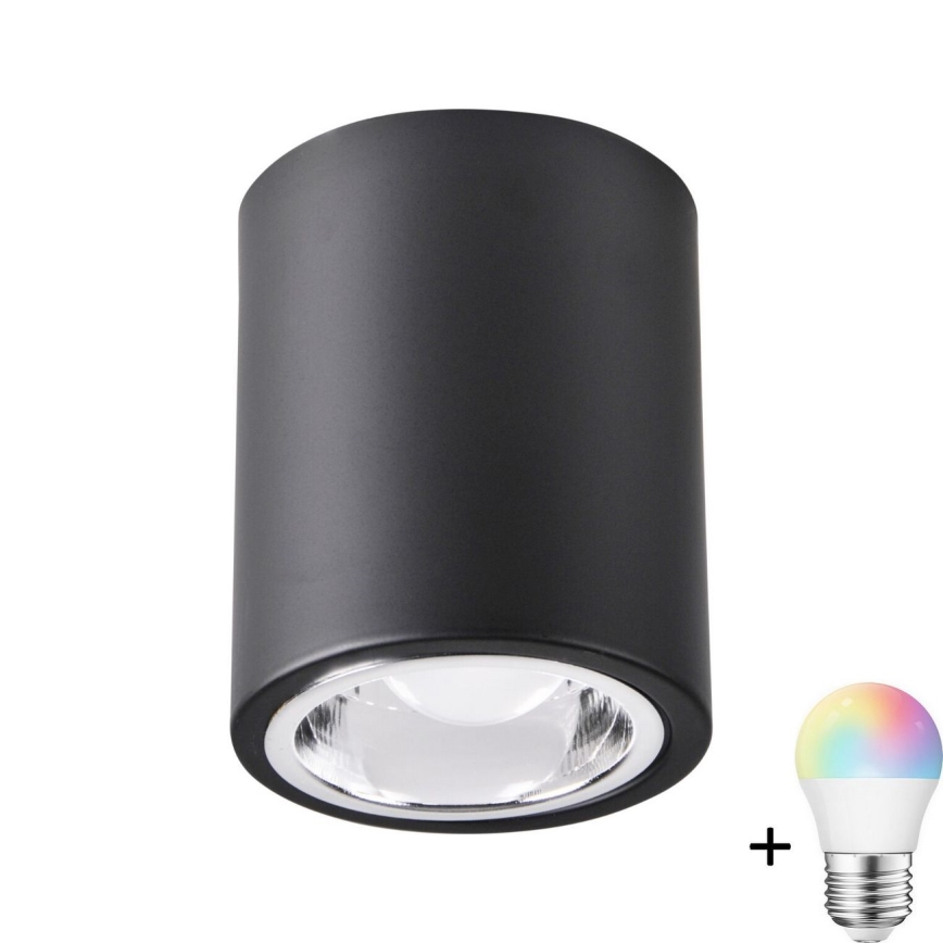 Faretto dimmerabile LED RGBW JUPITER 1xE27/6,5W/230V 2700-6500K Wi-Fi diametro 9,8 cm nero