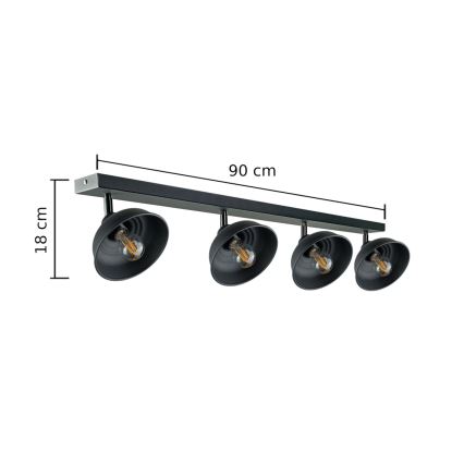 Faretto FAUN 4xE27/60W/230V nero