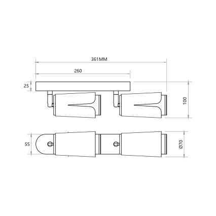 Faretto FIORE 2xGU10/8W/230V nero