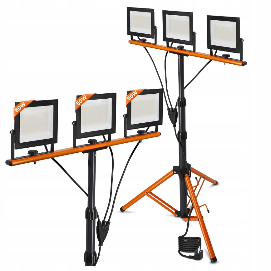 Faretto LED con stativo 3xLED/50W/230V 4500K IP65 nero/arancione