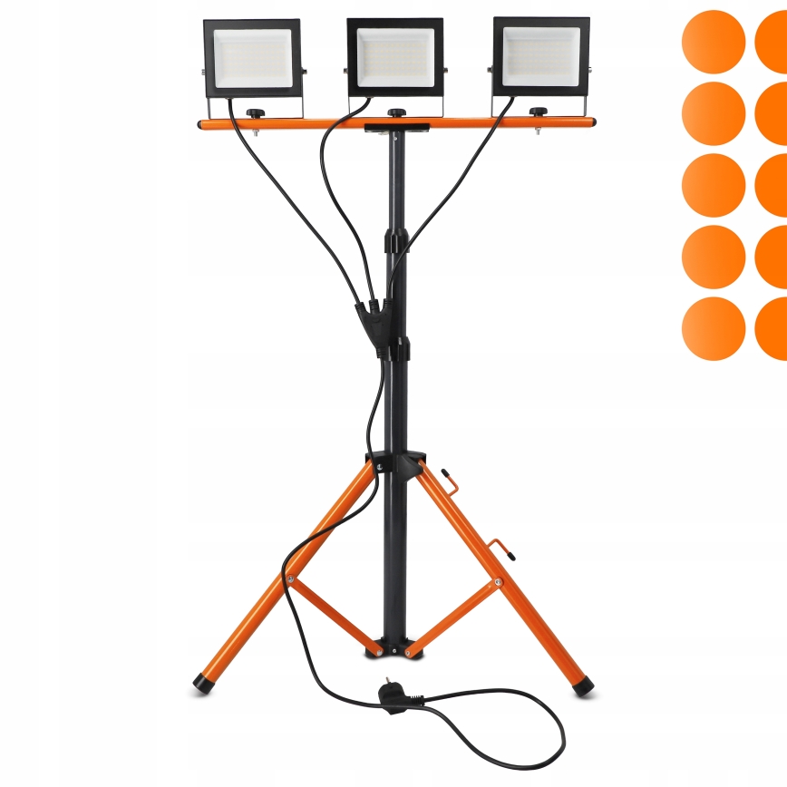 Faretto LED con stativo 3xLED/50W/230V 4500K IP65 nero/arancione