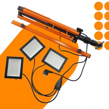 Faretto LED con stativo 3xLED/50W/230V 4500K IP65 nero/arancione