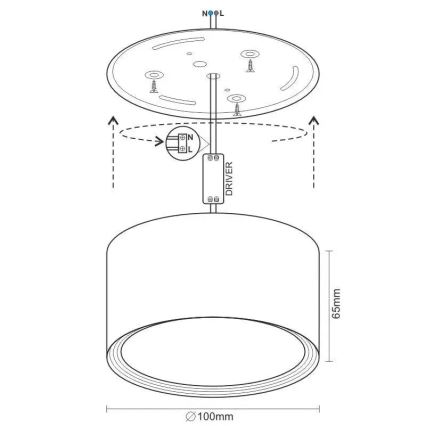 Faretto LED LED/12W/230V 4000K diametro 10 cm nero