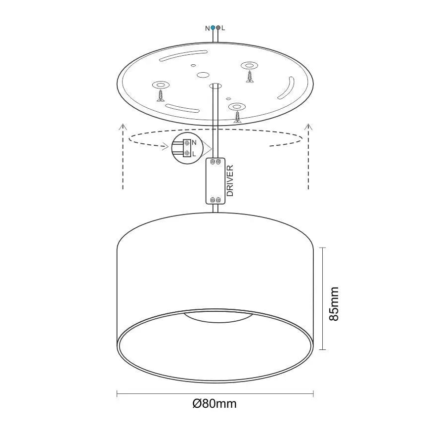 Faretto LED LED/12W/230V 4000K diametro 8 cm bianco