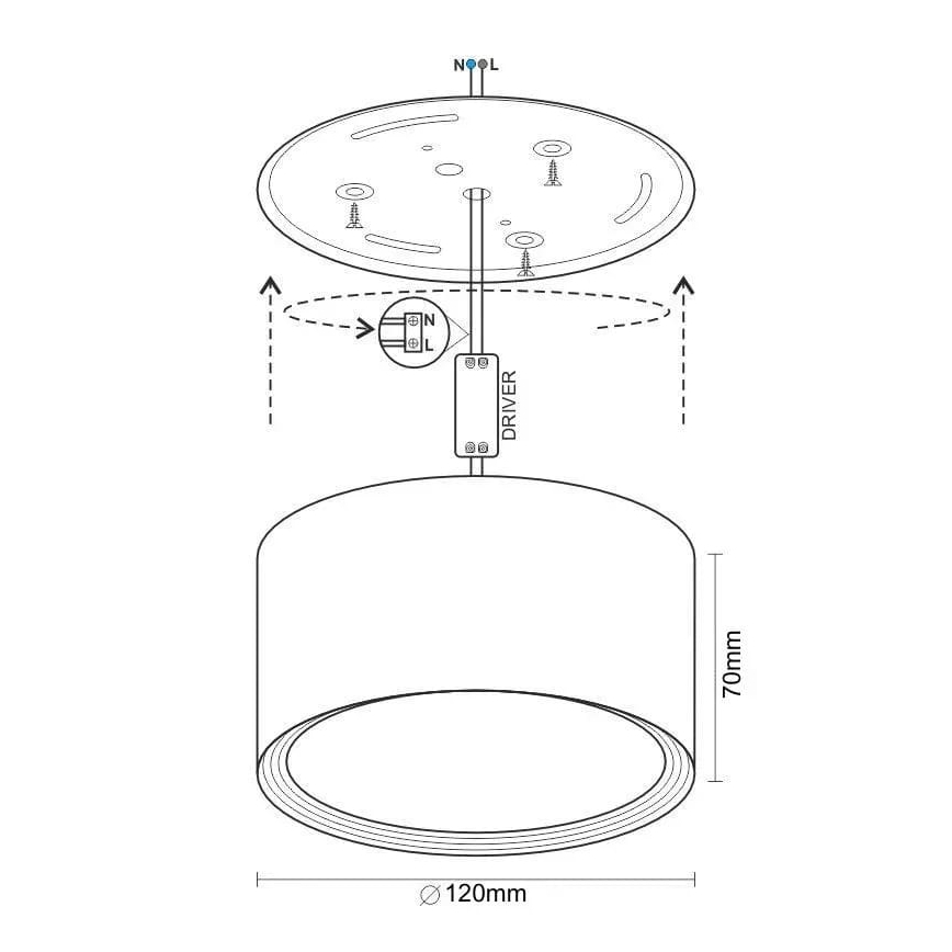 Faretto LED LED/14W/230V 4000K diametro 12 cm bianco