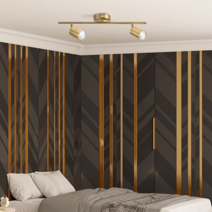 Faretto LED RGBW dimmerabile GOLDI 2xGU10/6W/230V 3000K dorato + telecomando