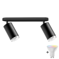 Faretto LED RGBW dimmerabile per bagno TURYN 2xGU10/4,8W/230V 3000K IP44 nero + telecomando