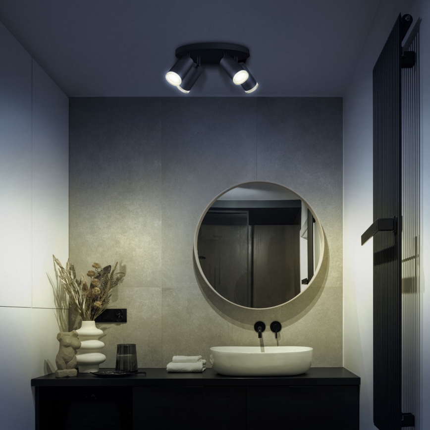 Faretto da bagno dimmerabile LED RGBW TURYN 4xGU10/4,8W/230V 3000K IP44 nero + telecomando