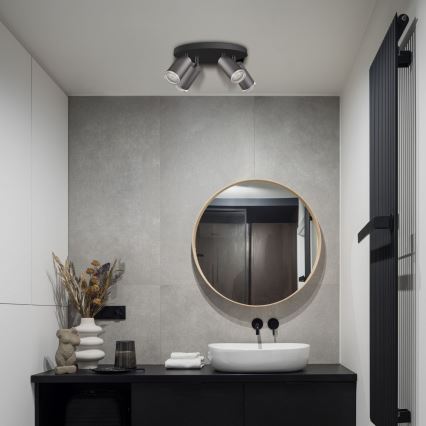 Faretto da bagno dimmerabile LED RGBW TURYN 4xGU10/4,8W/230V 3000K IP44 nero + telecomando